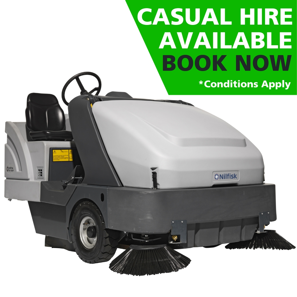 [RNT.9084411010] Nilfisk SR1601 Large LPG Industrial Ride-On Sweeper Hire